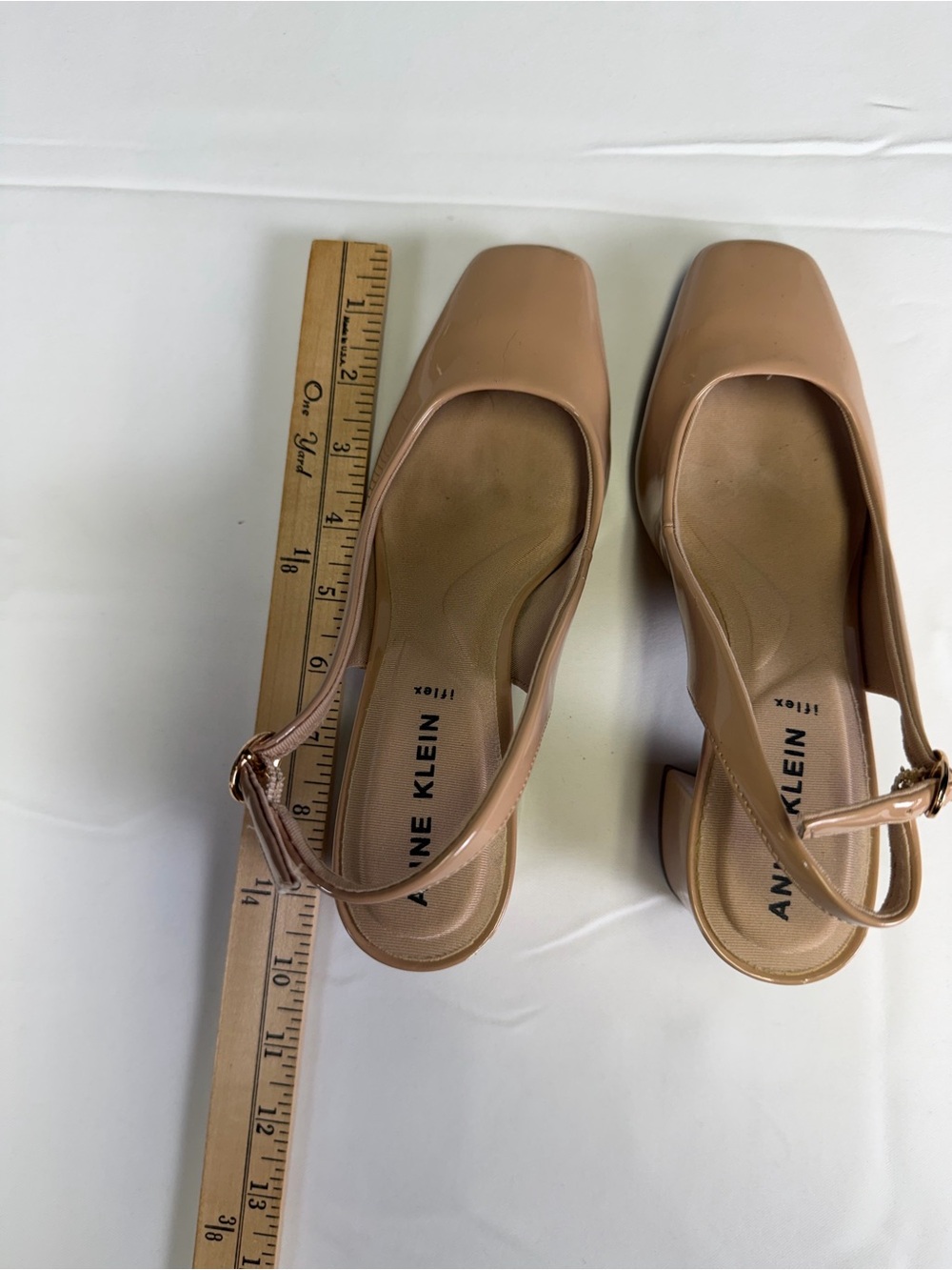 Anne Klein Nude Patent Slingback Block Heel Pumps - Picture 13 of 16